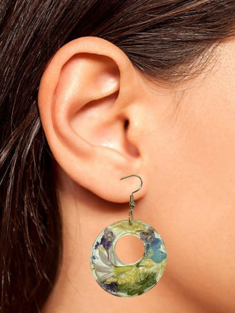 Handcrafted Resin Drop Earrings with Real Pressed Flowers – Lightweight Floral Jewelry | Made in USA Michelle Marie Boutique  Earring