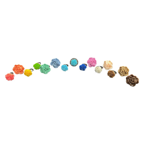 Handcrafted Rose Blossom Stainless Steel Ring – Multicolor Floral Accent | Made in USA by Michelle Marie Boutique Michelle Marie Boutique  Rings