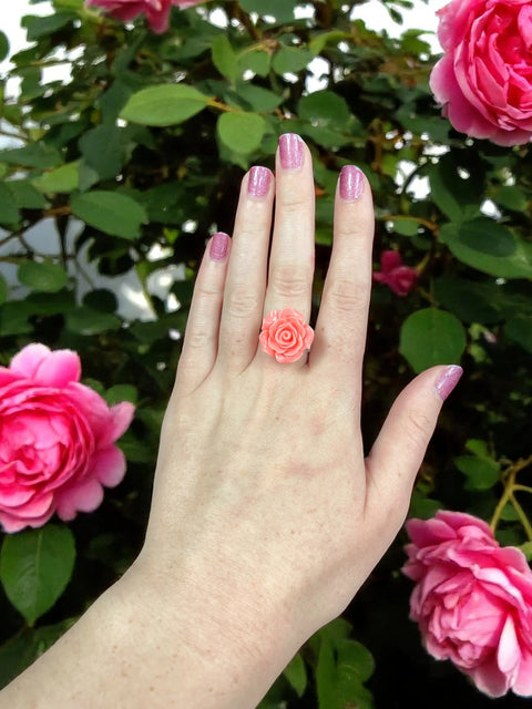 Handcrafted Rose Blossom Stainless Steel Ring – Multicolor Floral Accent | Made in USA by Michelle Marie Boutique Michelle Marie Boutique  Rings