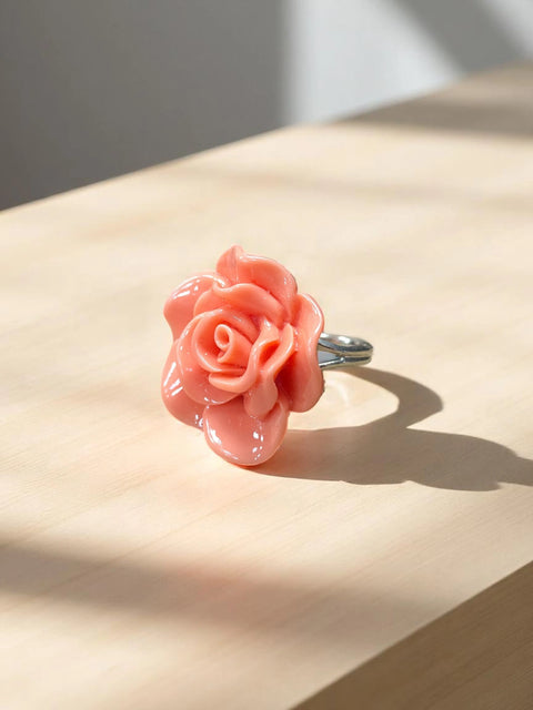 Handcrafted Rose Blossom Stainless Steel Ring – Multicolor Floral Accent | Made in USA by Michelle Marie Boutique Michelle Marie Boutique  Rings