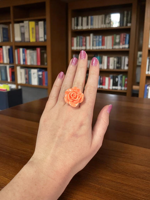 Handcrafted Rose Blossom Stainless Steel Ring – Multicolor Floral Accent | Made in USA by Michelle Marie Boutique Michelle Marie Boutique  Rings