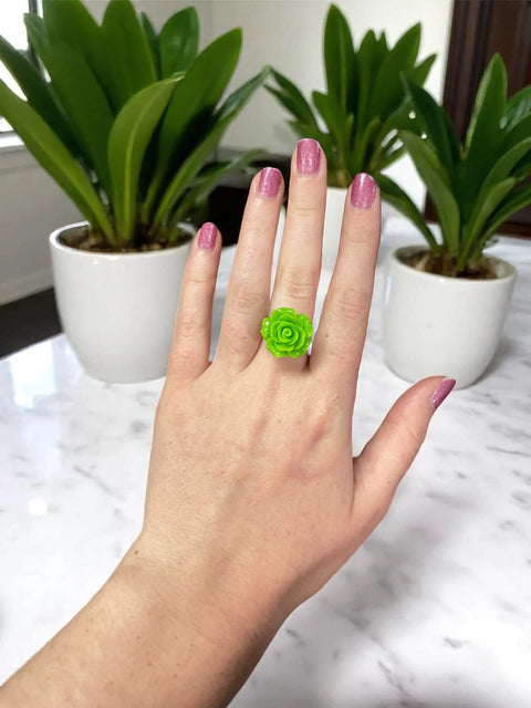Handcrafted Rose Blossom Stainless Steel Ring – Multicolor Floral Accent | Made in USA by Michelle Marie Boutique Michelle Marie Boutique  Rings