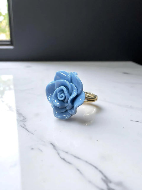Handcrafted Rose Blossom Stainless Steel Ring – Multicolor Floral Accent | Made in USA by Michelle Marie Boutique Michelle Marie Boutique  Rings