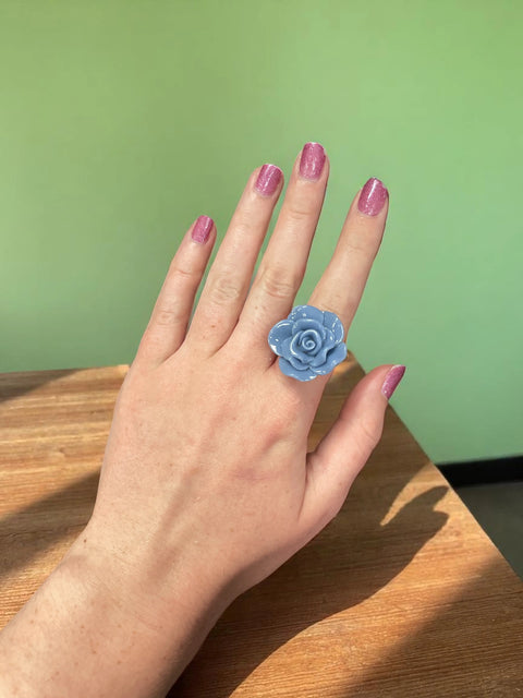 Handcrafted Rose Blossom Stainless Steel Ring – Multicolor Floral Accent | Made in USA by Michelle Marie Boutique Michelle Marie Boutique  Rings