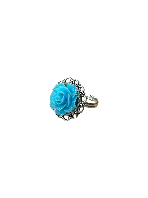 Handcrafted Rose Blossom Stainless Steel Ring – Multicolor Floral Accent | Made in USA by Michelle Marie Boutique Michelle Marie Boutique  Rings