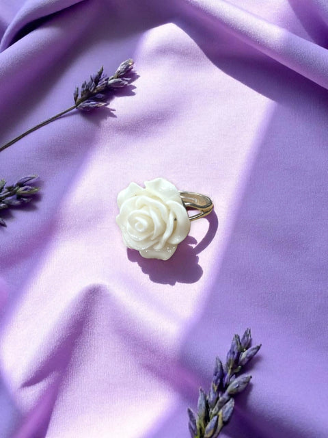 Handcrafted Rose Blossom Stainless Steel Ring – Multicolor Floral Accent | Made in USA by Michelle Marie Boutique Michelle Marie Boutique  Rings