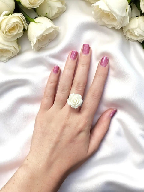 Handcrafted Rose Blossom Stainless Steel Ring – Multicolor Floral Accent | Made in USA by Michelle Marie Boutique Michelle Marie Boutique  Rings