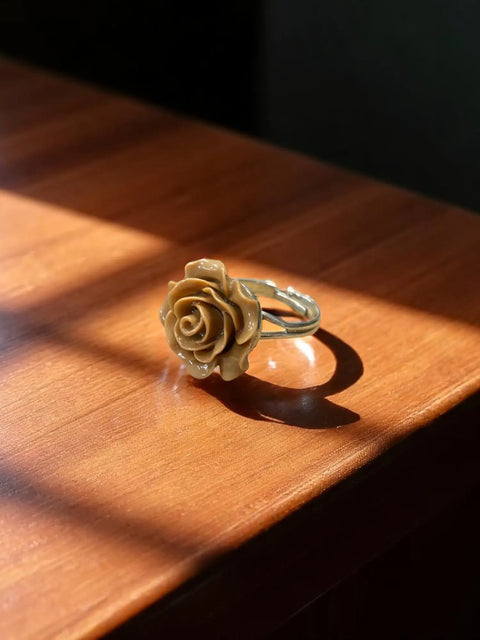 Handcrafted Rose Blossom Stainless Steel Ring – Multicolor Floral Accent | Made in USA by Michelle Marie Boutique Michelle Marie Boutique  Rings