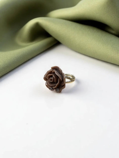Handcrafted Rose Blossom Stainless Steel Ring – Multicolor Floral Accent | Made in USA by Michelle Marie Boutique Michelle Marie Boutique  Rings