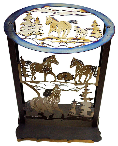 Handcrafted Rustic Horses Metal Accent Table – Western Decor | Made in USA Knights Home Decor  item
