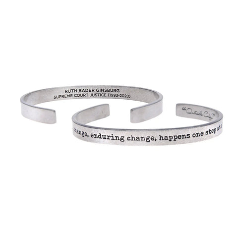 Handcrafted Ruth Bader Ginsburg Quote Pewter Open Cuff Bracelet – Inspirational Jewelry | Made in USA Whitney Howard Designs  Cuff Bracelets