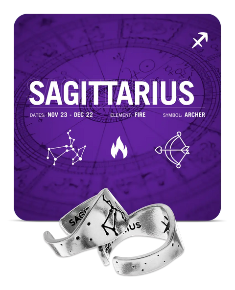 Handcrafted Sagittarius Zodiac Ring – Recycled Pewter Constellation Design | Made in USA Celestial Jewelry Whitney Howard Designs  Zodiac Rings