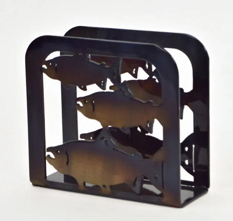 Handcrafted Salmon Metal Napkin Holder – Rustic Kitchen Decor | Veteran Owned USA Made Knights Home Decor  item