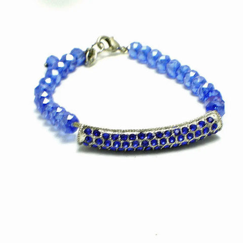 Handcrafted Sapphire Crystal Bar Bracelet – Adjustable 6.75 to 8 Inch Silver Chain | Made in USA Elegant Jewelry Michelle Marie Boutique  Bracelet