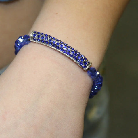 Handcrafted Sapphire Crystal Bar Bracelet – Adjustable 6.75 to 8 Inch Silver Chain | Made in USA Elegant Jewelry Michelle Marie Boutique  Bracelet