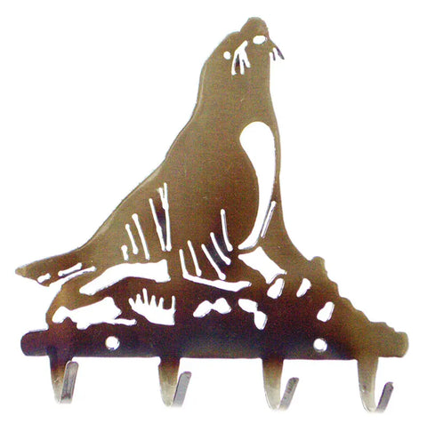 Handcrafted Sea Lion Metal Key Rack – Functional Coastal Wall Decor | Made in USA Knights Home Decor  item