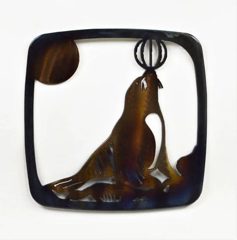 Handcrafted Sea Lion Metal Trivet – Durable Hot Plate Kitchen Accent | Made in USA Knights Home Decor  item