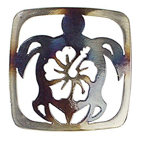 Handcrafted Sea Turtle Coaster – Rustic Heat-Treated Metal Drink Holder | Made in USA by Veteran-Owned Family Business Knights Home Decor  item