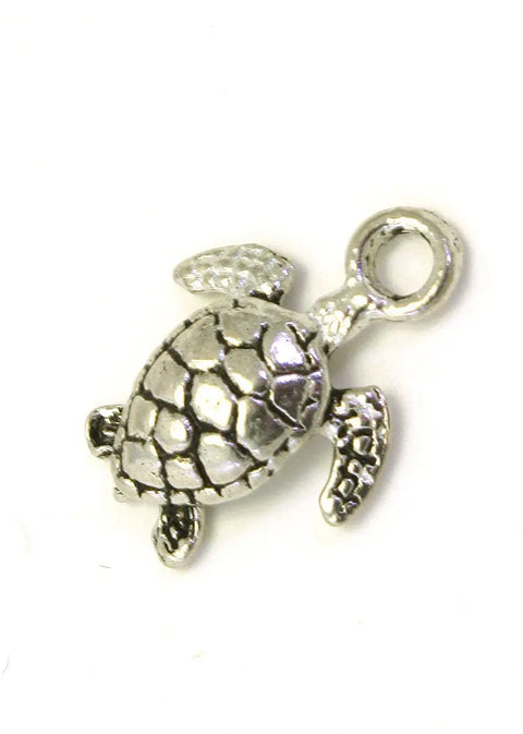 Handcrafted Sea Turtle Pewter Charm – Coastal Jewelry Pendant with Stainless Steel Ring | Made in USA Michelle Marie Boutique  Charms and Pendants