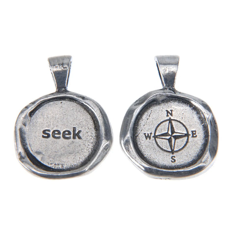 Handcrafted Seek Wax Seal Pendant – Recycled Lead-Free Pewter Compass Design | Made in USA Durable Charm Whitney Howard Designs  Wax Seals