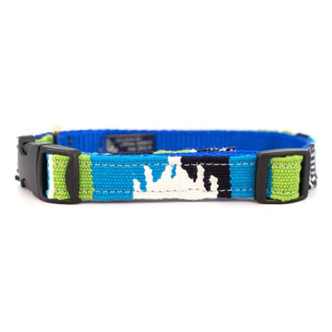 Handcrafted Side-Release Dog Collar 1 Inch – Durable Nylon Webbing with Colorful Laguna Brava Pattern | Made in USA Auburn Leathercrafters  item
