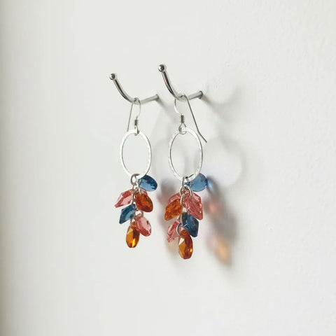 Handcrafted Silver Circle Dangle Earrings – Multi Color Crystal Drops | Made in USA Alexa Martha Designs  Earrings