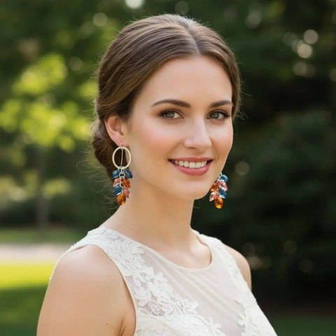 Handcrafted Silver Circle Dangle Earrings – Multi Color Crystal Drops | Made in USA Alexa Martha Designs  Earrings