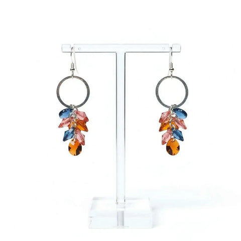 Handcrafted Silver Circle Dangle Earrings – Multi Color Crystal Drops | Made in USA Alexa Martha Designs  Earrings