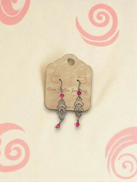 Handcrafted Silver Filigree Dangle Earrings With Purple Aqua Terra Jasper Stones – Lightweight Jewelry | Made in USA Michelle Marie Boutique  Earrings
