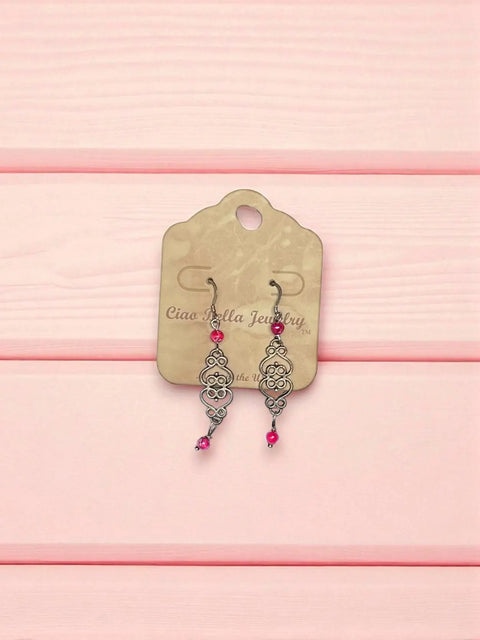 Handcrafted Silver Filigree Dangle Earrings With Purple Aqua Terra Jasper Stones – Lightweight Jewelry | Made in USA Michelle Marie Boutique  Earrings