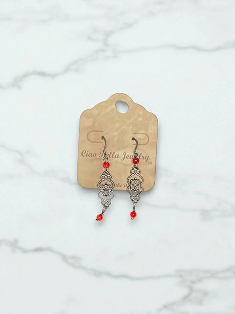 Handcrafted Silver Filigree Dangle Earrings With Purple Aqua Terra Jasper Stones – Lightweight Jewelry | Made in USA Michelle Marie Boutique  Earrings