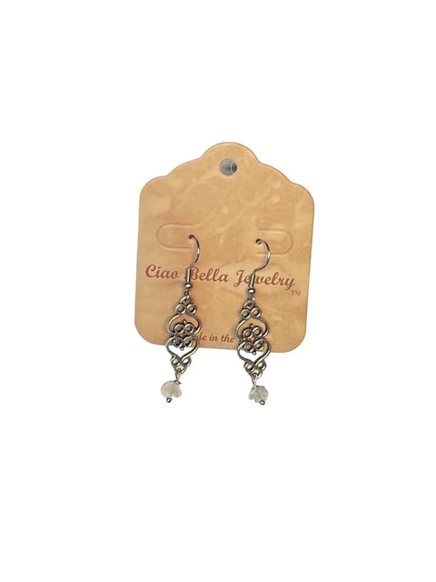 Handcrafted Silver Filigree Dangle Earrings With Purple Aqua Terra Jasper Stones – Lightweight Jewelry | Made in USA Michelle Marie Boutique  Earrings
