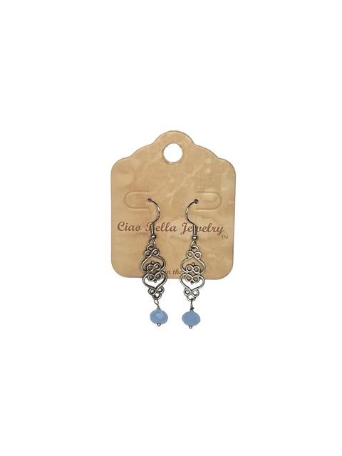 Handcrafted Silver Filigree Dangle Earrings With Purple Aqua Terra Jasper Stones – Lightweight Jewelry | Made in USA Michelle Marie Boutique  Earrings
