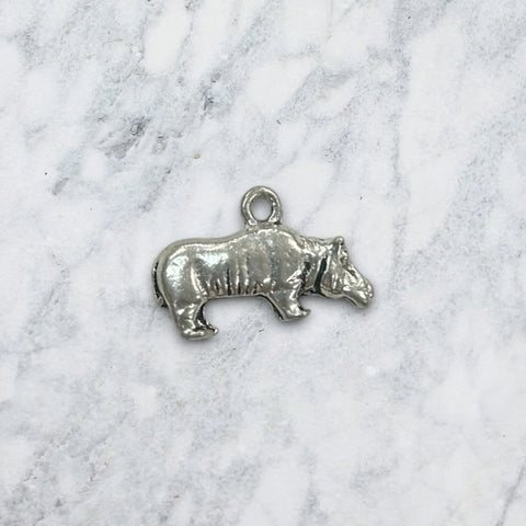 Handcrafted Silver Hippo Pewter Charm Pendant – Animal Jewelry Accessory | Made in USA Michelle Marie Boutique  Charms and Pendants