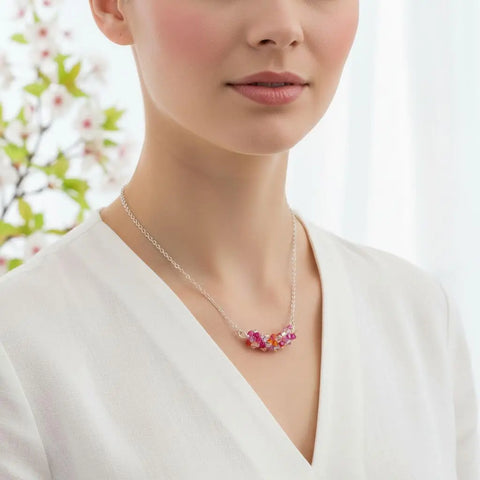 Handcrafted Silver Multi Color Swarovski Crystal Necklace – Artisan Jewelry | Made in USA Alexa Martha Designs  Necklace