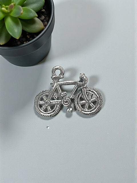 Handcrafted Silver Pewter Bicycle Charm – Custom Cycling Pendant with Ring Attachment | Made in USA Michelle Marie Boutique  Charms and Pendants