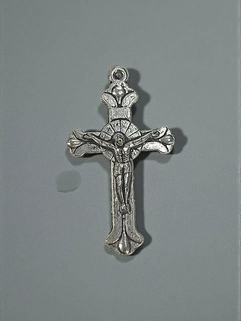 Handcrafted Silver Pewter Crucifix Pendant – Rounded Religious Charm | Made in USA Spiritual Jewelry Accessory Michelle Marie Boutique  Charms and Pendants