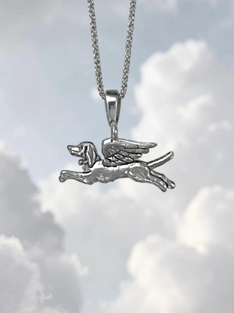Handcrafted Silver Pewter Dog Angel Charm Pendant – Memorial Pet Tribute Jewelry | Made in USA Michelle Marie Boutique  Charm and Pendants