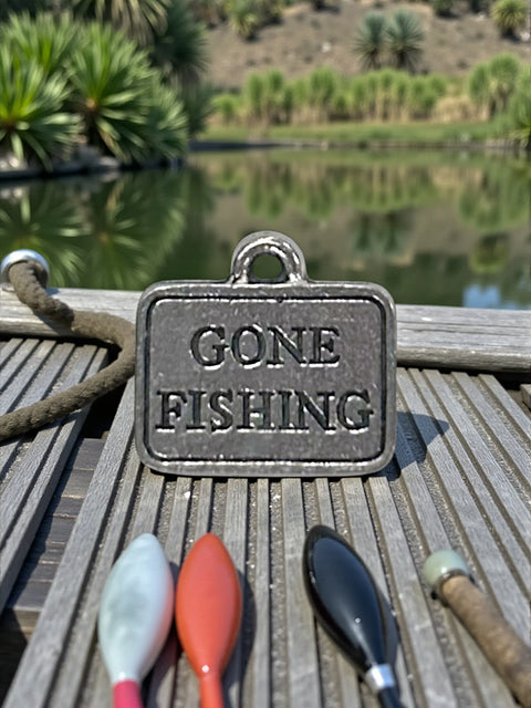 Handcrafted Silver Pewter Gone Fishing Charm Pendant – Outdoor Adventure Jewelry | Made in USA Michelle Marie Boutique  Charms and Pendants