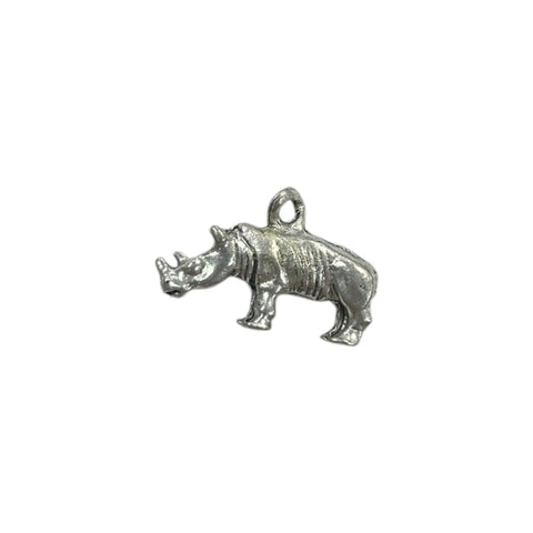 Handcrafted Silver Rhino Charm Pendant – Pewter Animal Jewelry | Made in USA Durable Wilderness Keepsake Michelle Marie Boutique  Charms and Pendants