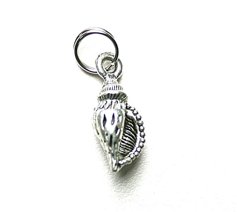 Handcrafted Silver Seashell Pewter Charm 0.5 Inch With Stainless Steel Ring – Coastal Jewelry Accessory | Made in USA Michelle Marie Boutique  Charms and Pendants