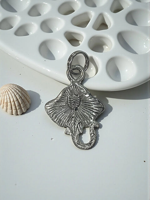 Handcrafted Silver Stingray Pewter Pendant Charm – Ocean-Inspired Jewelry Accessory | Made in USA Michelle Marie Boutique  Charms and Pendants