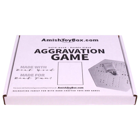 Handcrafted Solid Oak 16 Inch Double-Sided Aggravation Game Board with Marbles and Dice – Made in USA Amish Toy Box  Wooden Toys,Games and Puzzles