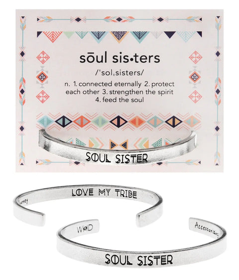 Handcrafted Soul Sister Inspirational Pewter Cuff Bracelet – Eco-Friendly Jewelry | Made in USA Whitney Howard Designs  Cuff Bracelets