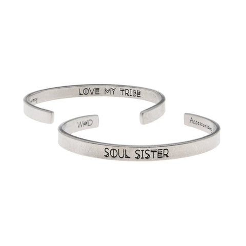Handcrafted Soul Sister Inspirational Pewter Cuff Bracelet – Eco-Friendly Jewelry | Made in USA Whitney Howard Designs  Cuff Bracelets
