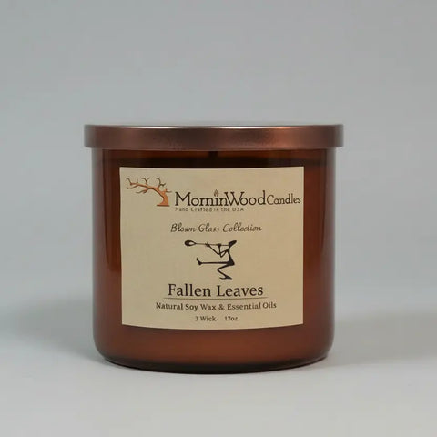 Handcrafted Soy Wax 3-Wick Candle 17oz – Fallen Leaves Scent with Autumnal Notes | Made in USA by MorninWood MorninWood Candles  3 Wick Candle