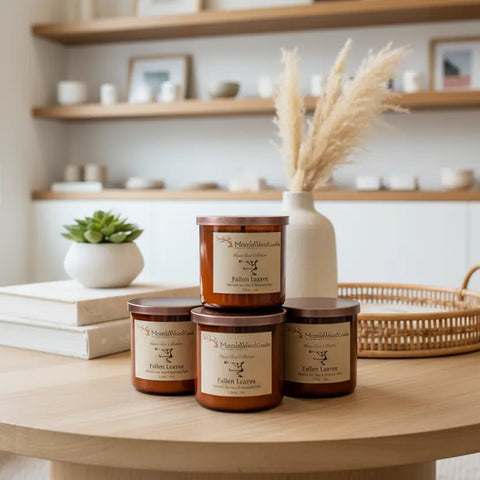 Handcrafted Soy Wax 3-Wick Candle 17oz – Fallen Leaves Scent with Autumnal Notes | Made in USA by MorninWood MorninWood Candles  3 Wick Candle