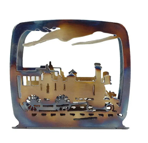 Handcrafted Steel Train Engine Napkin Holder – Vintage Tabletop Organizer | Made in USA Knights Home Decor  item