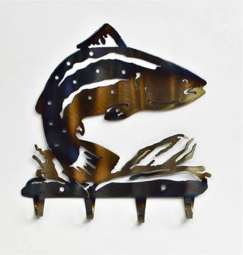 Handcrafted Steelhead Fish Key Rack – Rustic Metal Wall Organizer | Made in USA by Veteran-Owned Studio Knights Home Decor  item