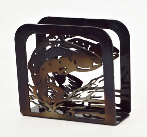 Handcrafted Steelhead Fish Metal Napkin Holder – Rustic Kitchen Table Organizer | Made in USA Knights Home Decor  item